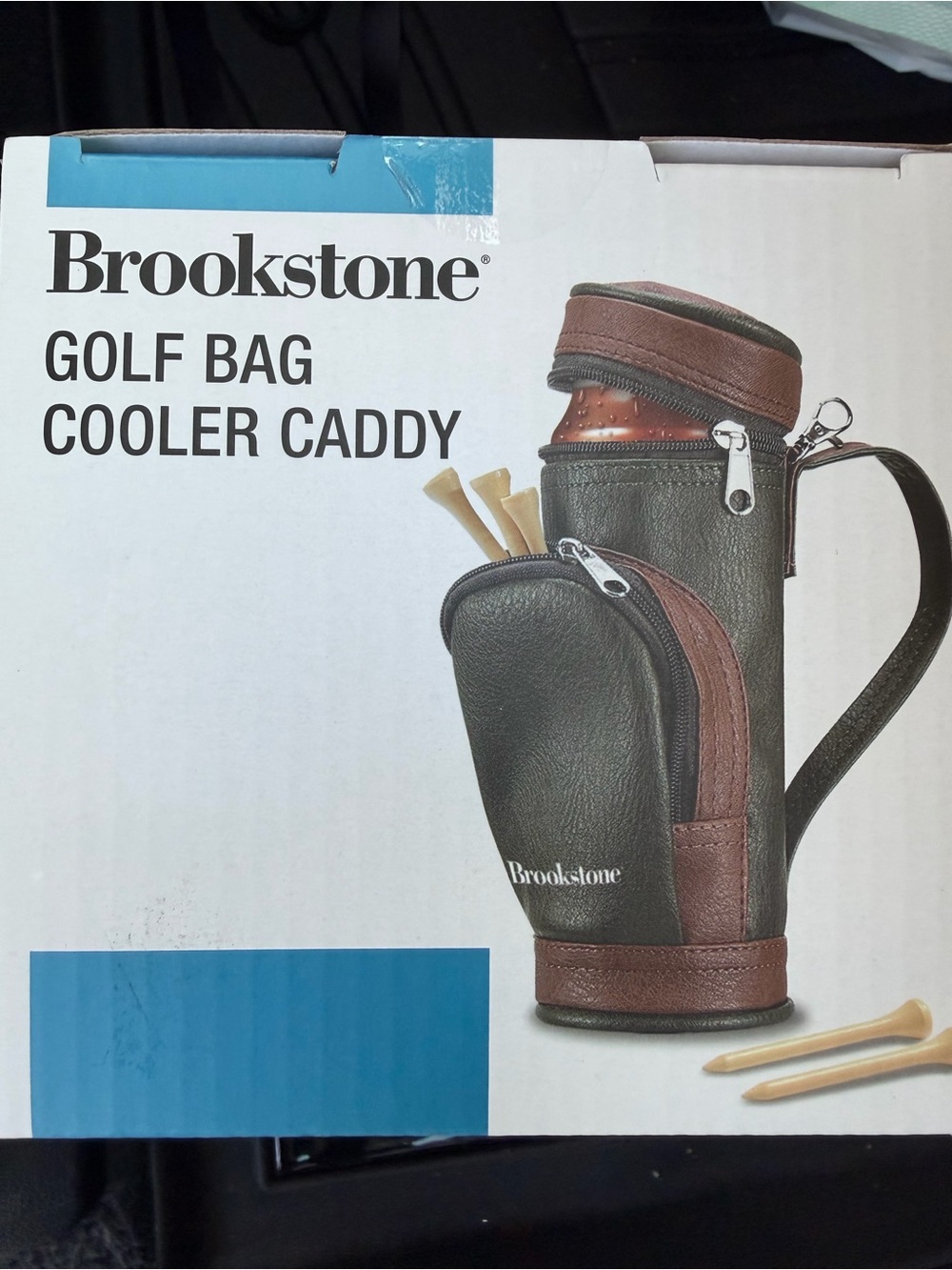 NWT Brookstone Brown and Black Golf Bag Cooler Caddy